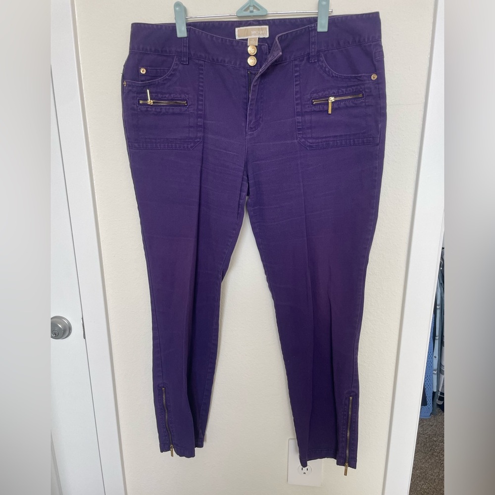 Michael for Michael Kors size 14 purple jeans with zipper trim